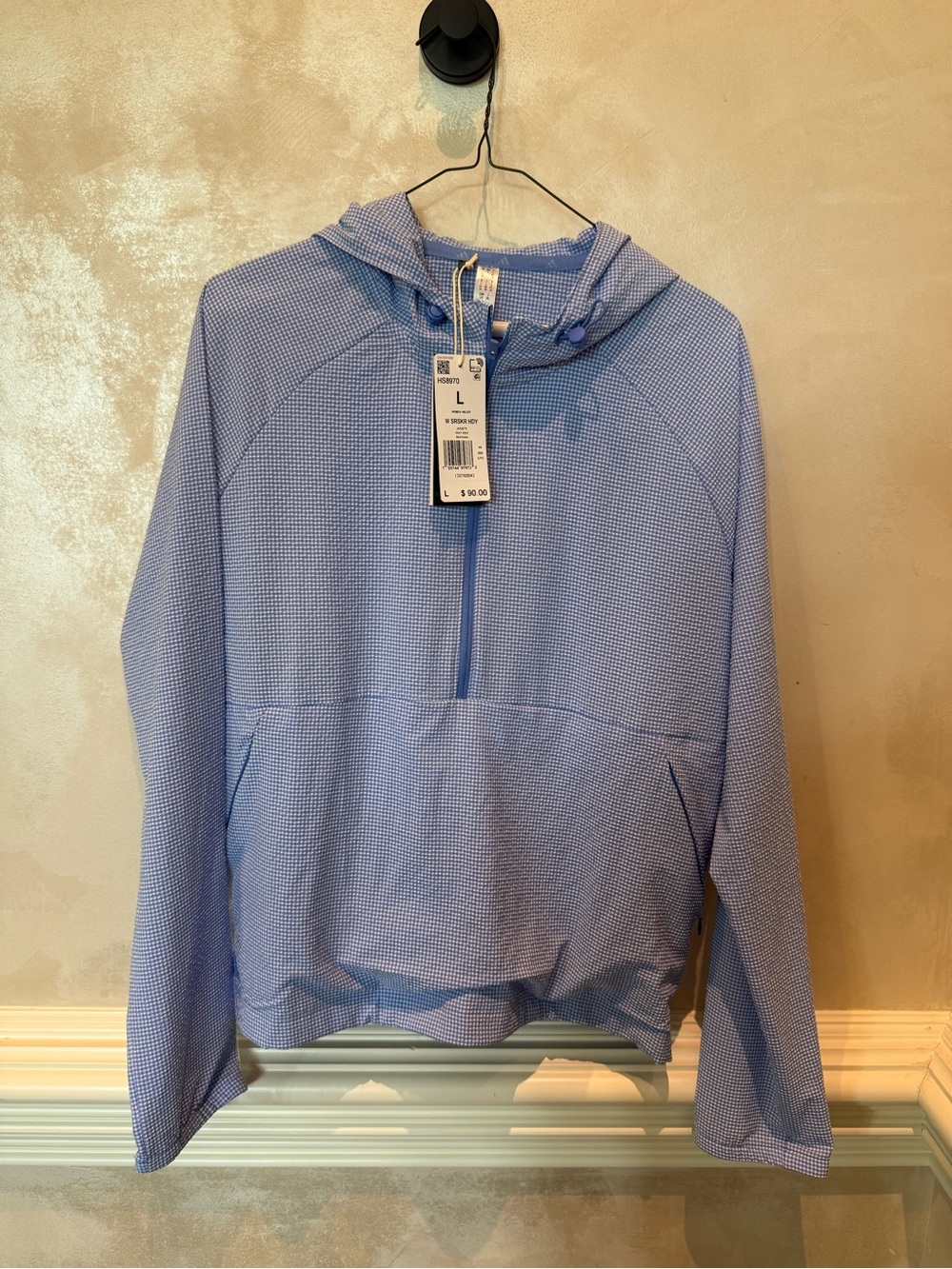 adidas Light Blue Hooded Half-Zip Utility Jacket